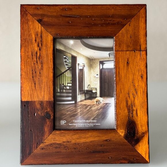 Wooden 4x6 Photo Frame Rustic Freestanding Tabletop Picture Display BP Industrie - Picture 6 of 7